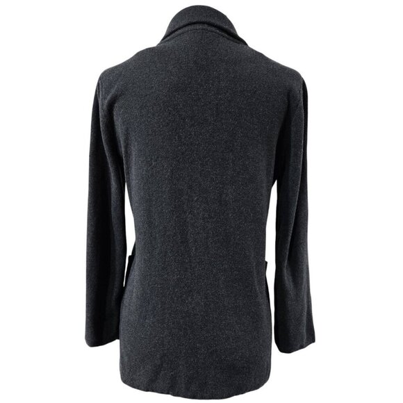 J. Crew 100% Cotton Charcoal Gray Open Front Sweater Blazer Preppy H6915 - Picture 2 of 7